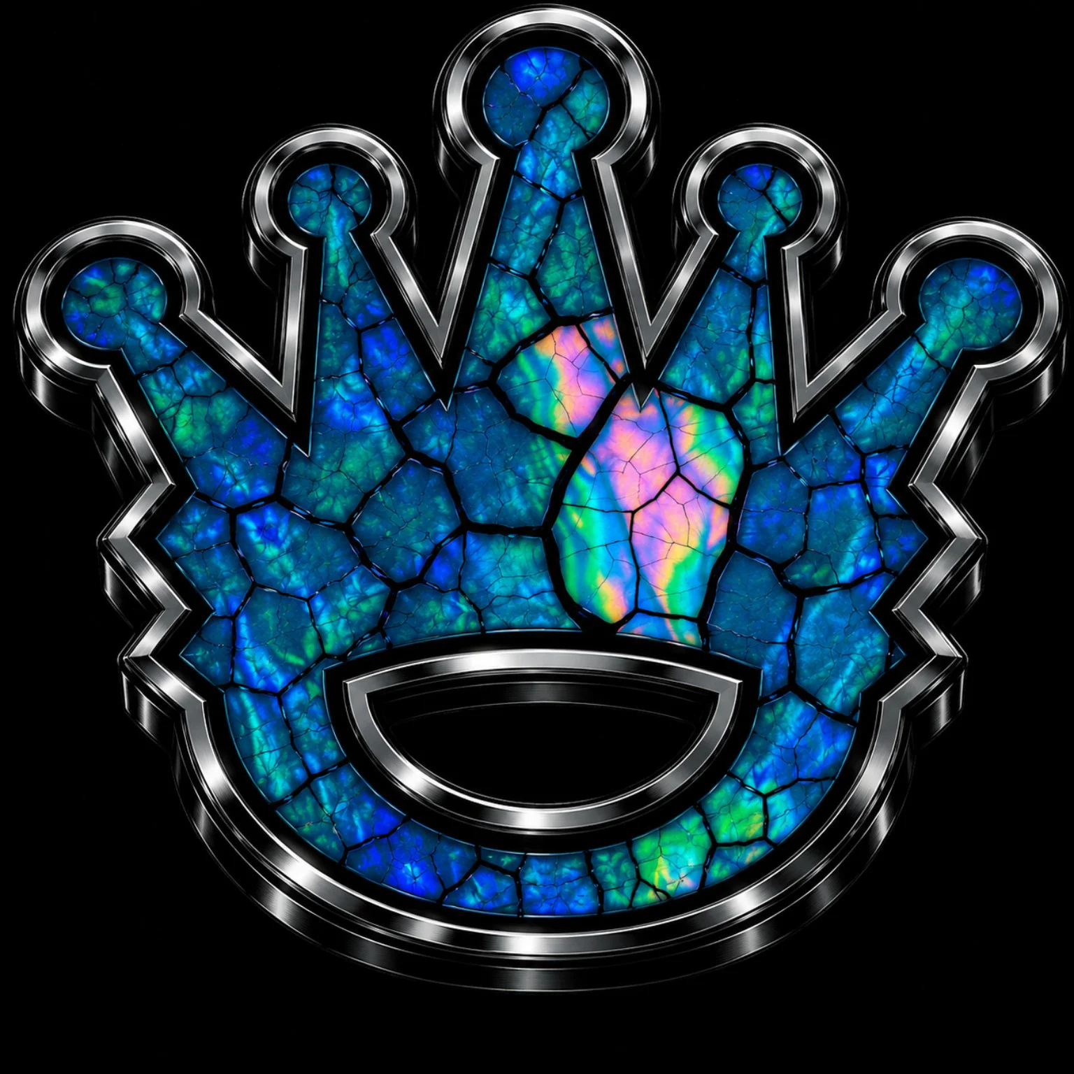 Iridescent cracked CM crown