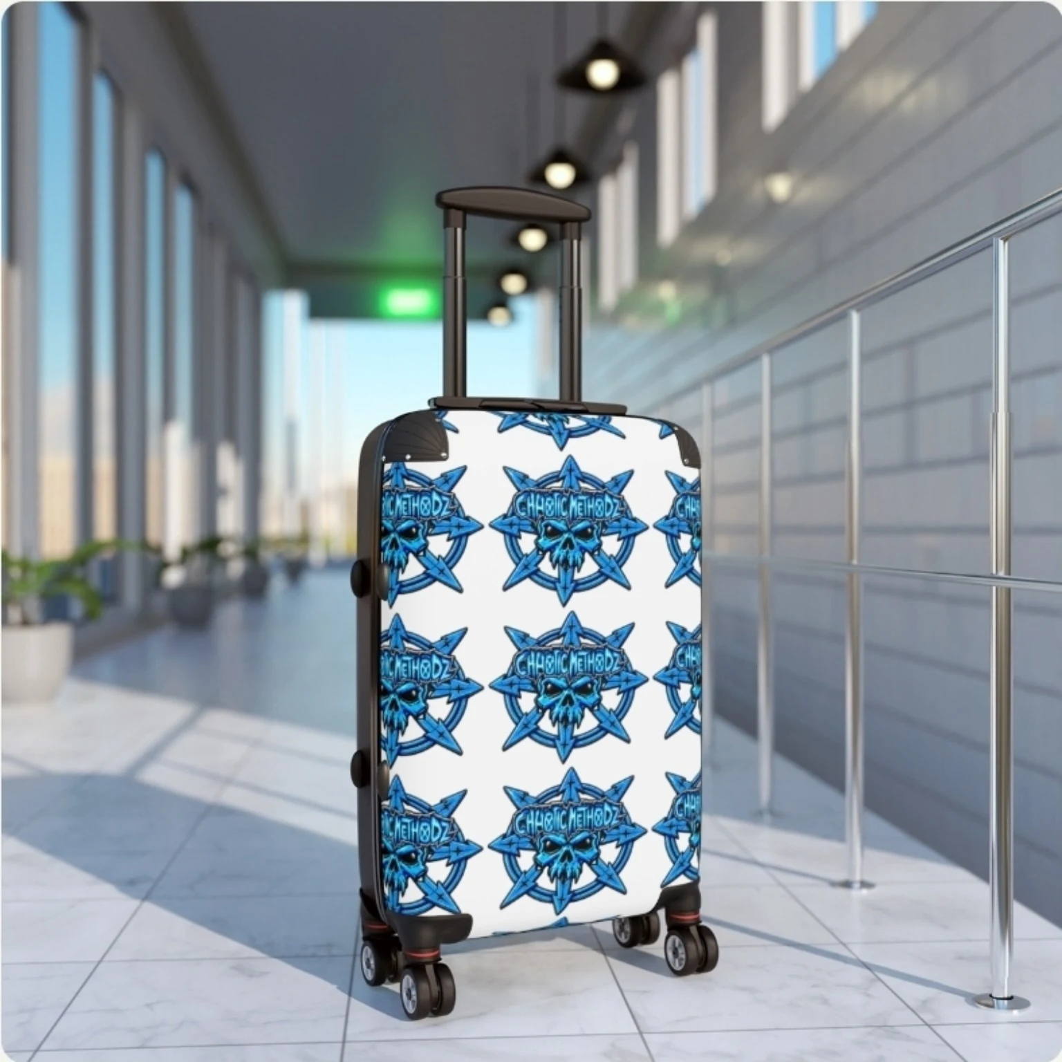 Chaotic Methodz Blue Skull Luggage view 2