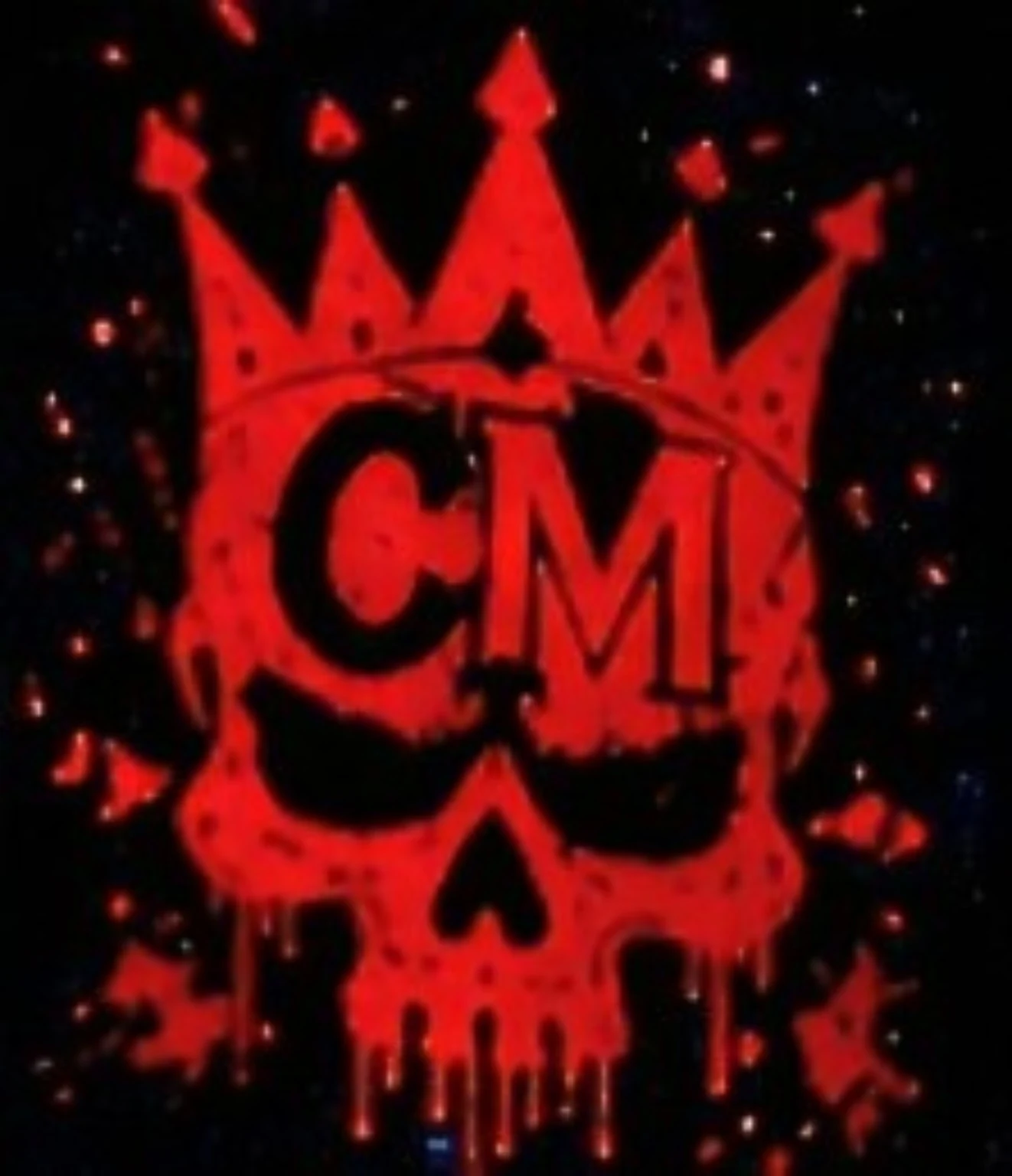 Red CM crowned skull logo