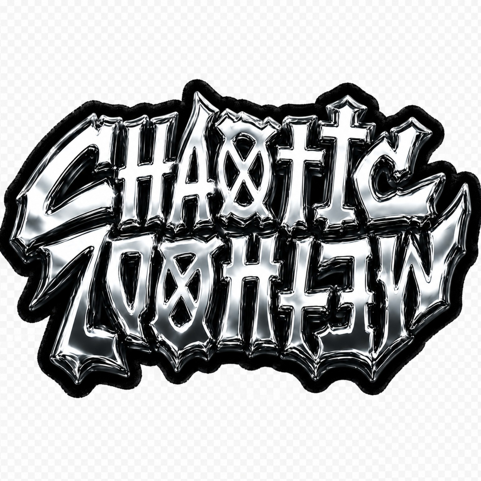 Chaotic Methodz chrome wordmark logo