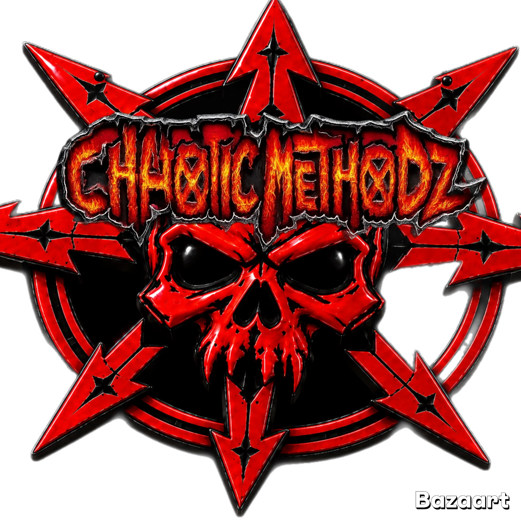 Red skull and chaos star
