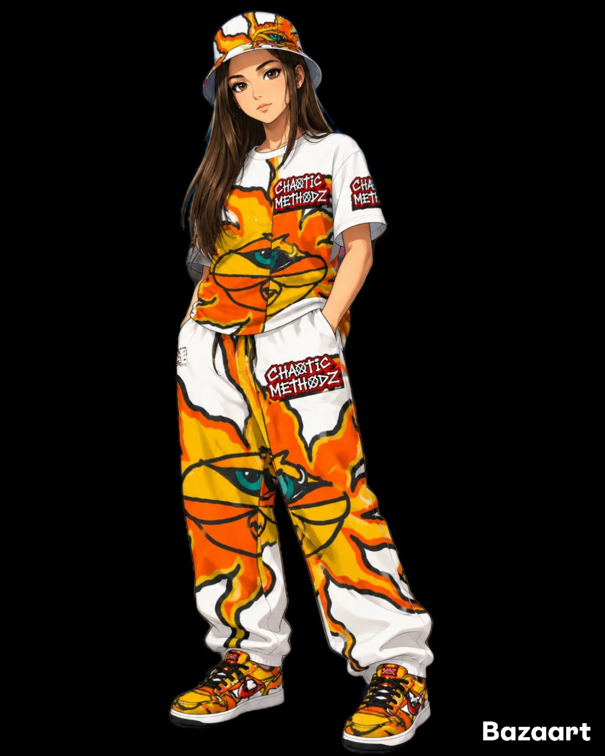 Chaotic Methodz orange streetwear look