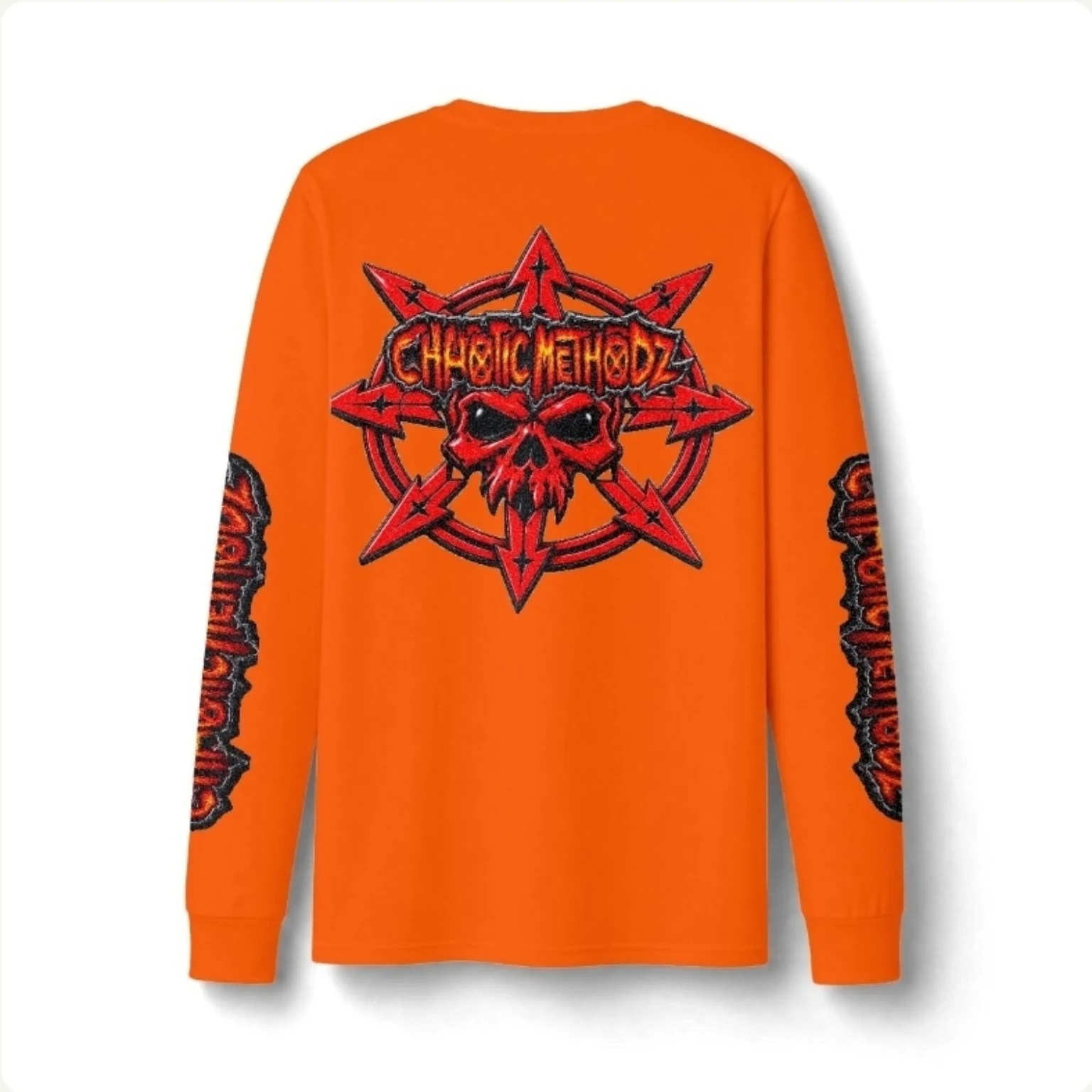 Chaotic Methodz Orange Skull Long Sleeve view 2