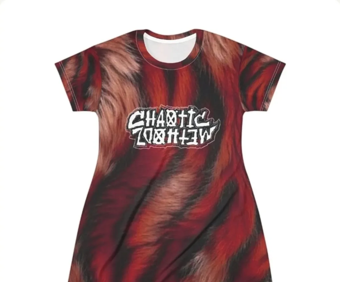 CM red patterned dress