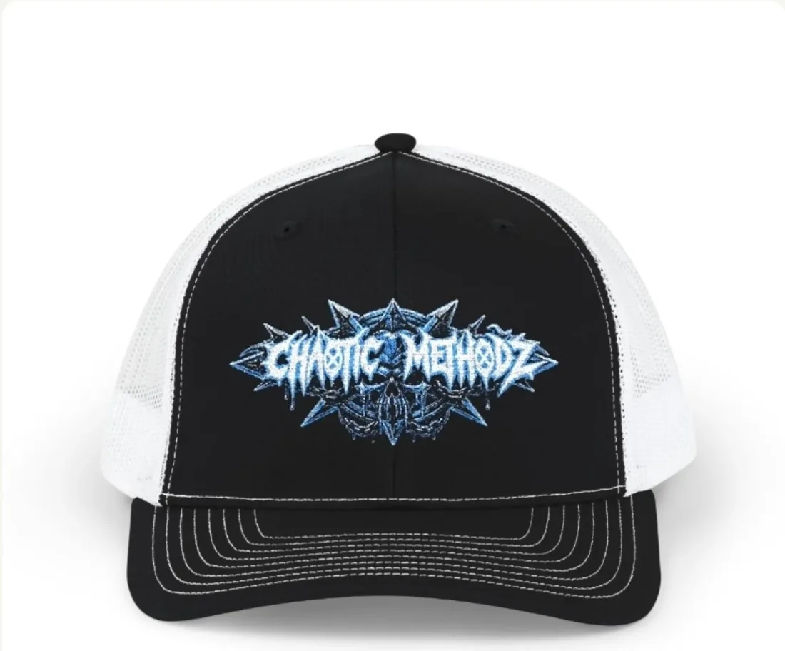 CM blue skull trucker cap