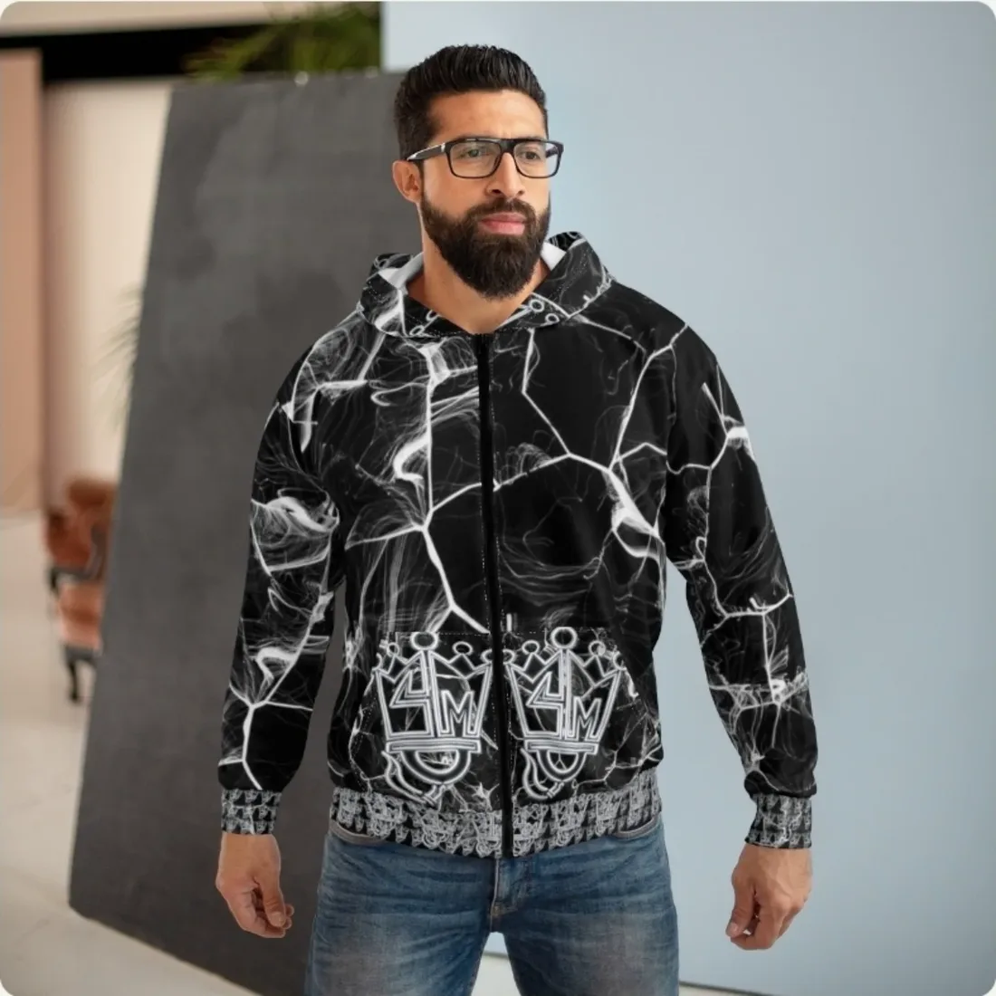 CM smoke and lightning zip hoodie