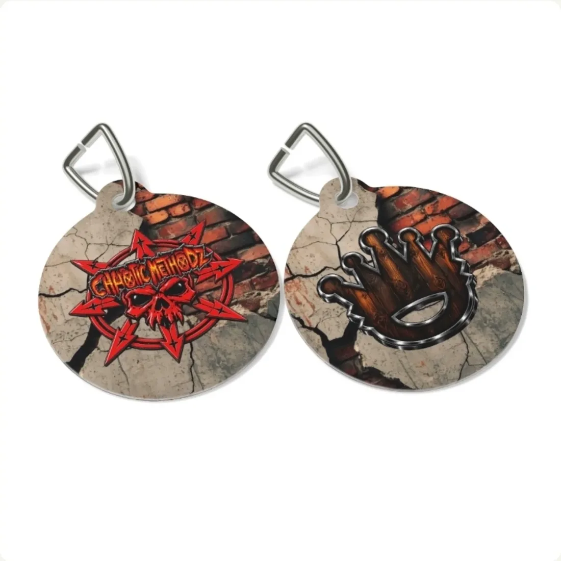 CM brick skull pet tag