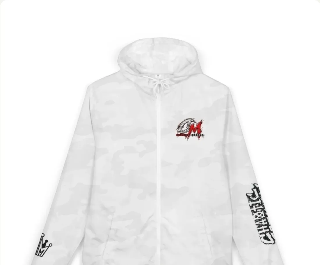 CM white signature zip hoodie