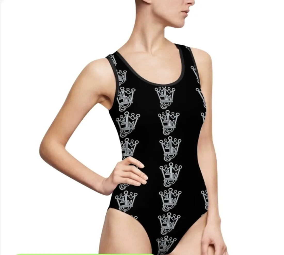 CM black crown one-piece swimsuit