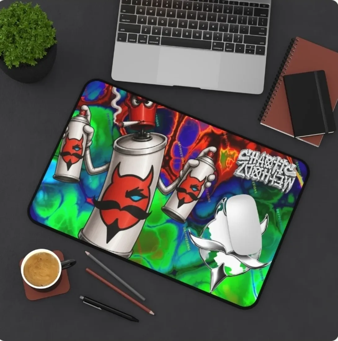 CM psychedelic spray-can desk mat