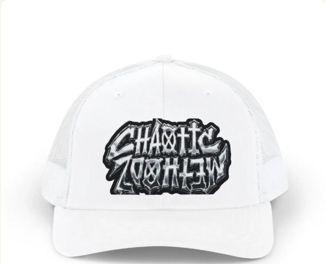 CM white graffiti trucker cap