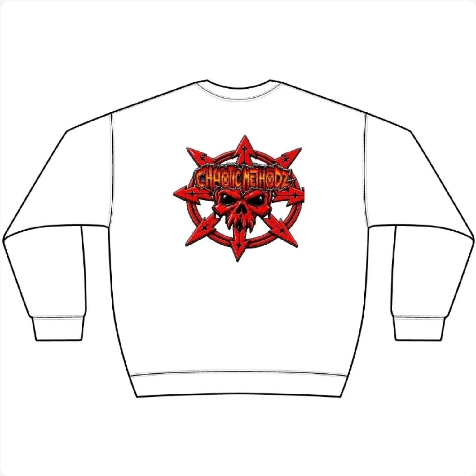Chaotic Methodz Dual Logo White Crewneck view 2